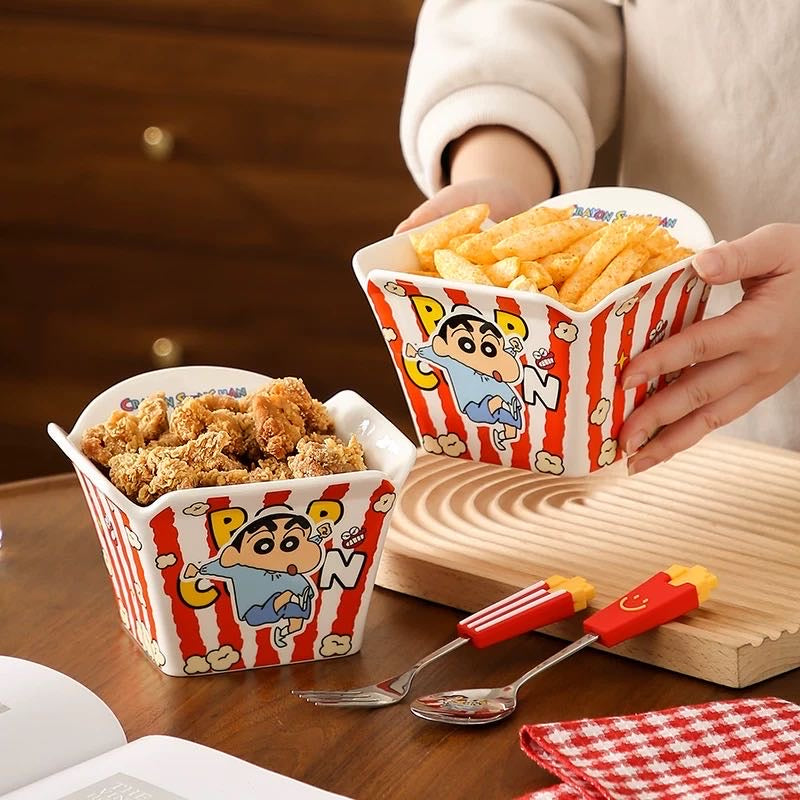 Crayon Shin-chan Popcorn Bucket Bowl Fried Chicken French Fries Bowl Large Capacity Instant Noodle Bowl Snack Bowl Fruit Bowl
