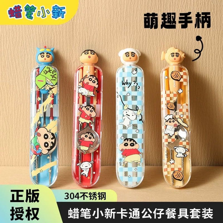 Crayon Shin-chan 304 Stainless Steel Chopsticks Spoon Portable Set