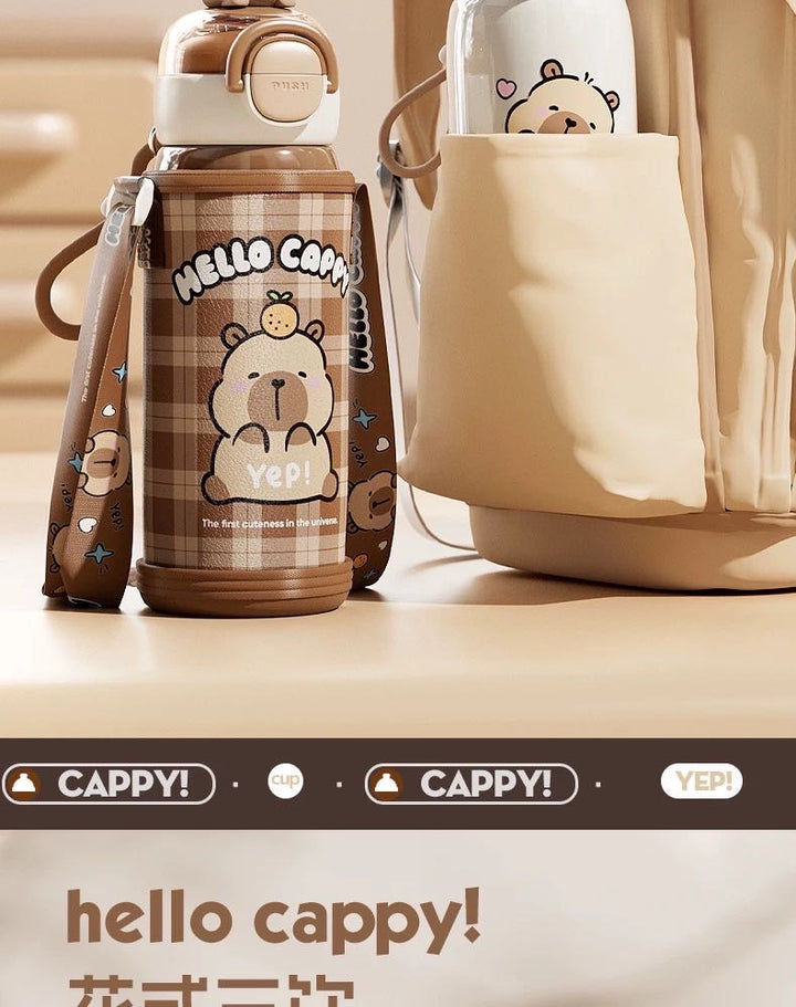 Capybara 316 Stainless Steel Thermos Cup Cup Sleeve Straw Cup Crossbody