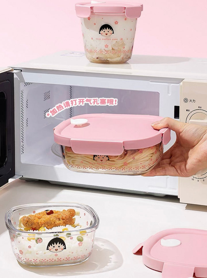 Chibi Maruko-chan Glass Lunch Box /Crisper Fruit Bento Box