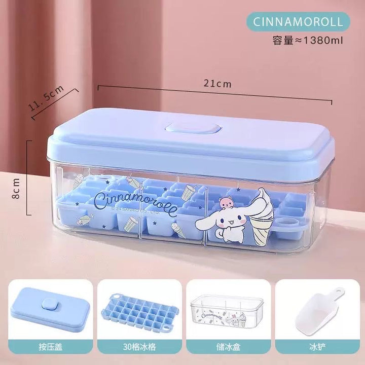Sanrio Mold Household Food Grade Ice Tray with Lid Storage Box Spoon