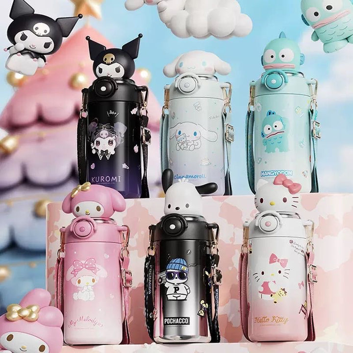 Sanrio 316 Stainless Steel Straw Thermos Cup Keep Warm Keep Cold Crossbody
