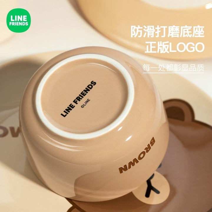 LINE FRIENDS Brown Bear & Choco Bear Ceramic Tableware For One Person 4 Gift Box