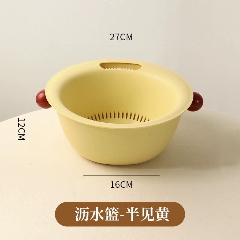 Multifunctional Drain Basket Dopamine Color Block Washing Basin Drain Basket Special Fruit Vegetable Thickened Hanging