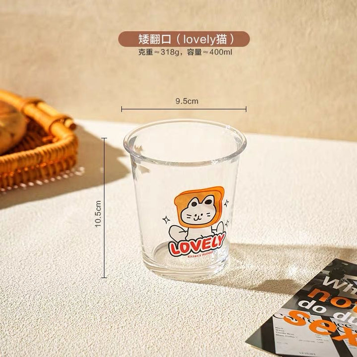 Bread Cat Glass Cup Milk Cup Cold Drink Cup