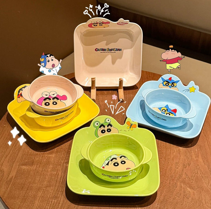 Crayon Shin-chan Ceramic Tableware Set Bowl Plate Set