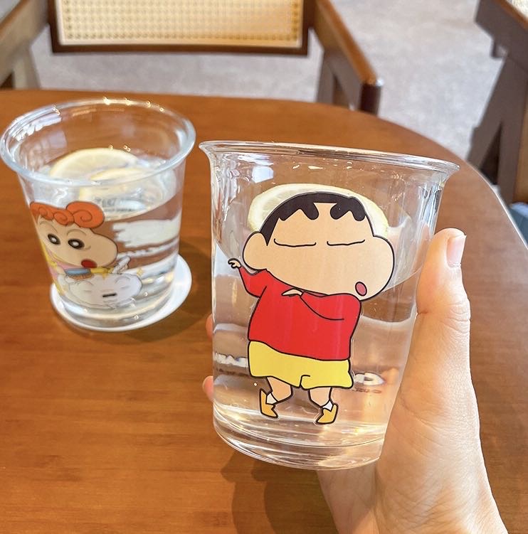 Crayon Shin-chan Glass Cup Heat Resistant Water Cup Set 1 Set 4