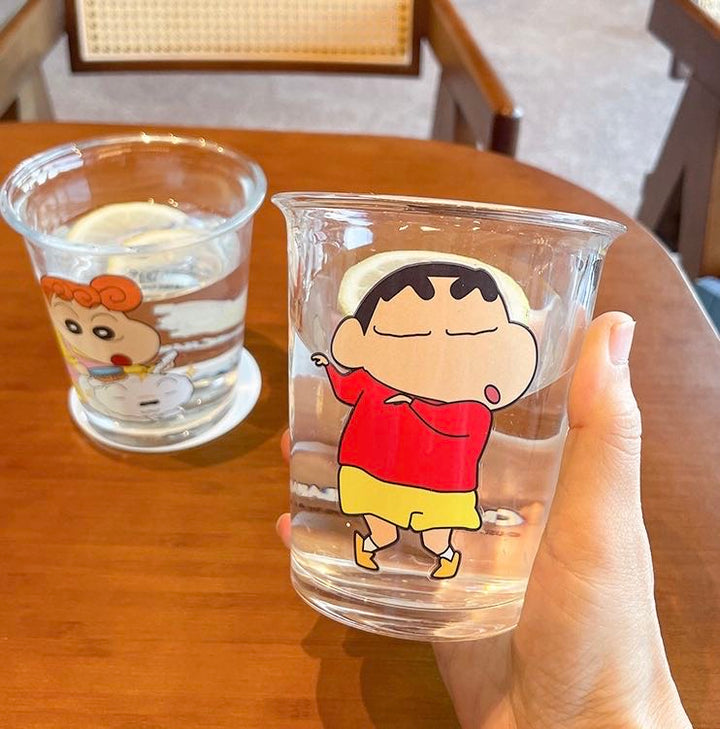 Crayon Shin-chan Glass Cup Heat Resistant Water Cup Set 1 Set 4