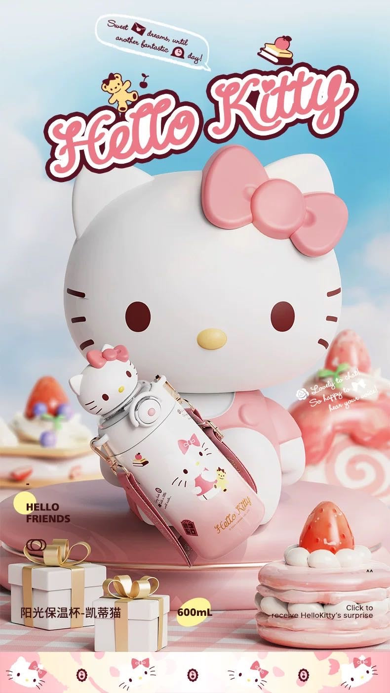 Sanrio 316 Stainless Steel Straw Thermos Cup Keep Warm Keep Cold Crossbody