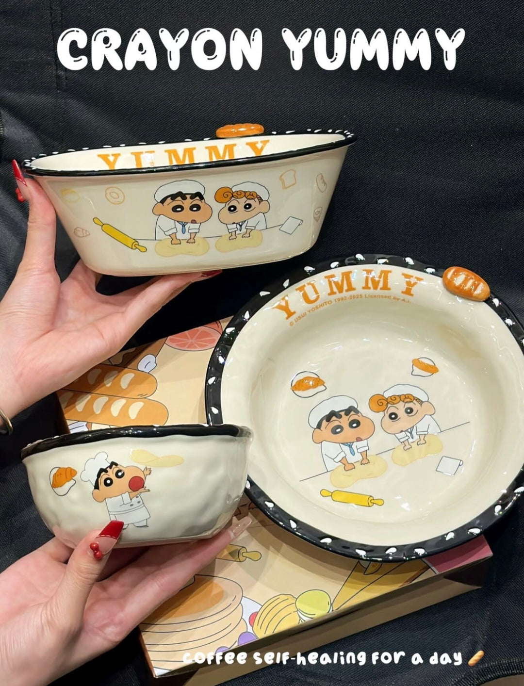 Crayon Shin-chan Ceramic Underglaze Bread Series Tableware Set