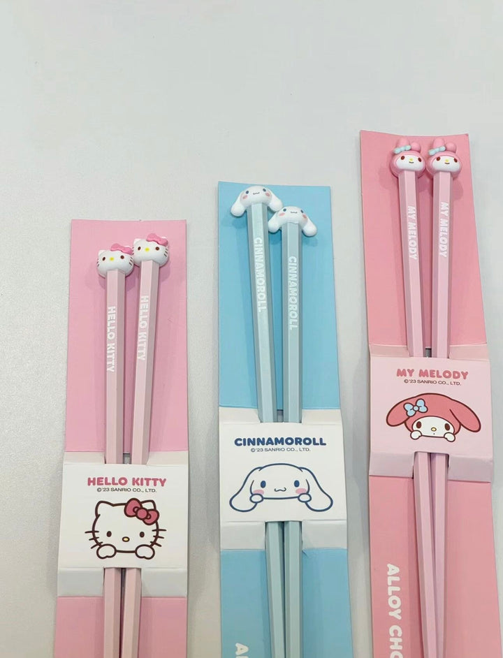 Sanrio Alloy Chopsticks My Melody Cinnamoroll Hello Kitty Anti-mold Anti-slip Chopsticks Individually Packaged