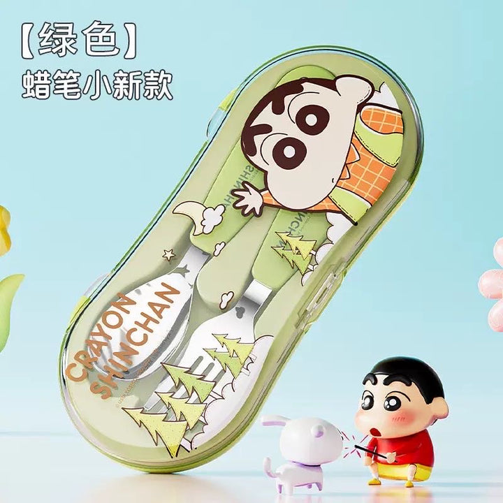 Crayon Shin-chan Portable Spoon & Fork Set (Storage Box ) 304 Stainless Steel Kids Safe