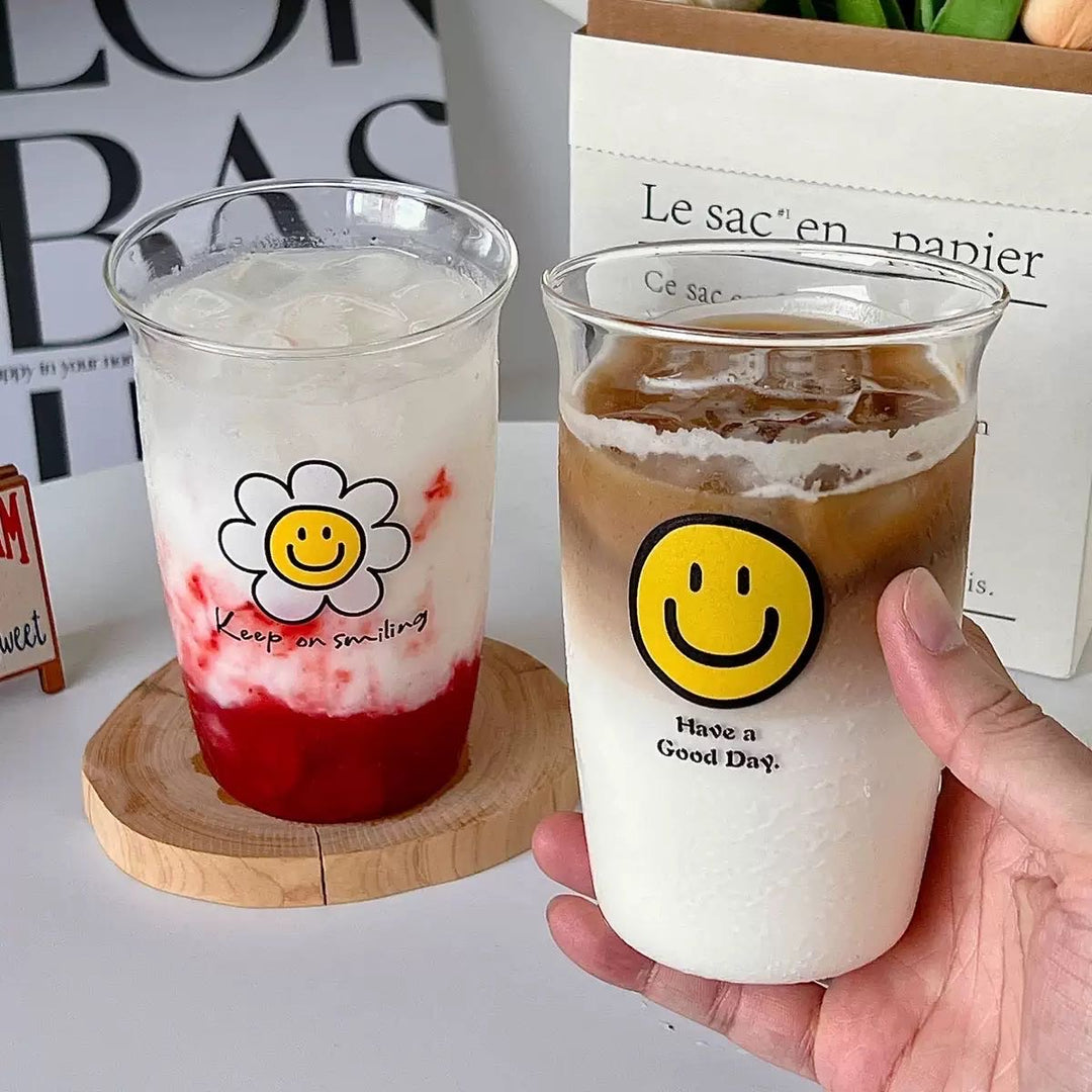 Sunflower Series Glass Water Cup High Borosilicate Heat Resistant Coffee Juice Cup 500ml