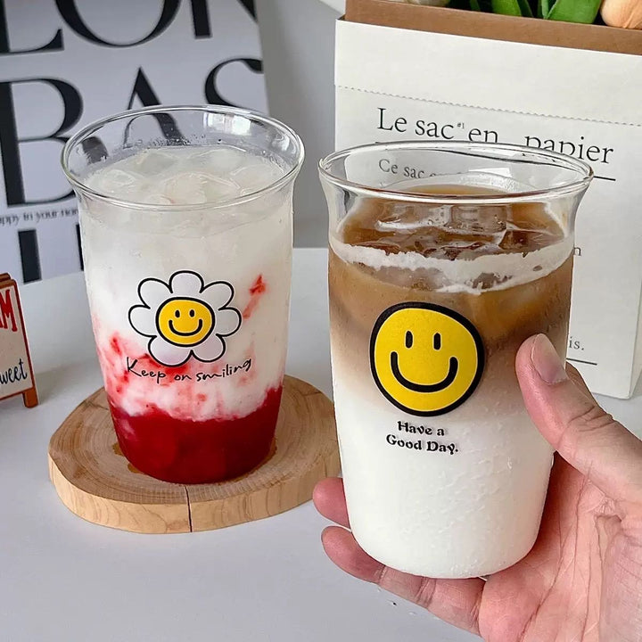 Sunflower Series Glass Water Cup High Borosilicate Heat Resistant Coffee Juice Cup 500ml