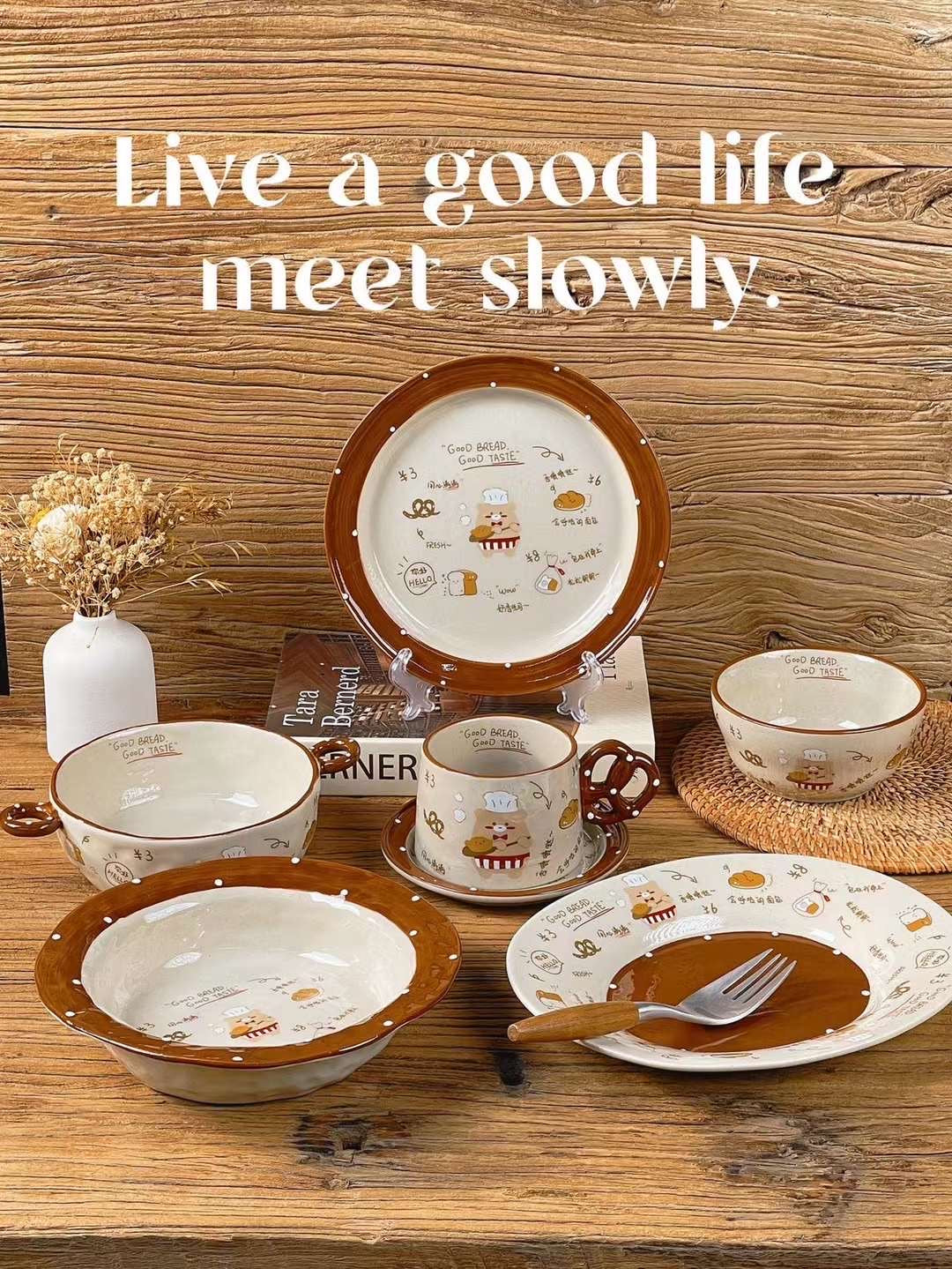 Bread Bear Series Good-looking Underglaze Ceramic Set