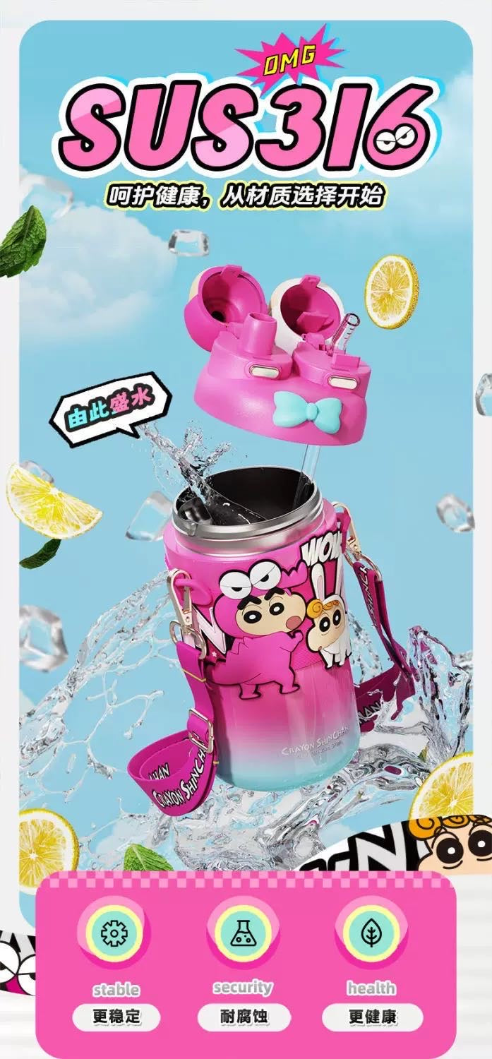 Classic Action Kamen Crayon Shin-chan Thermos Cup 316 Stainless Steel
