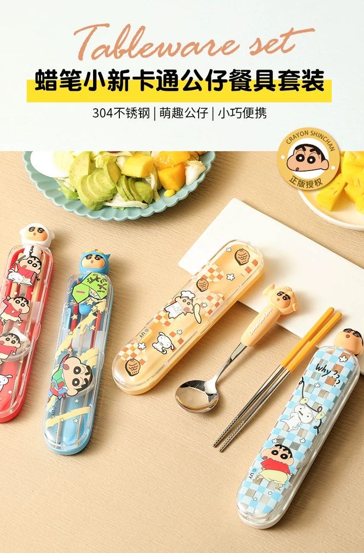Crayon Shin-chan 304 Stainless Steel Chopsticks Spoon Portable Set