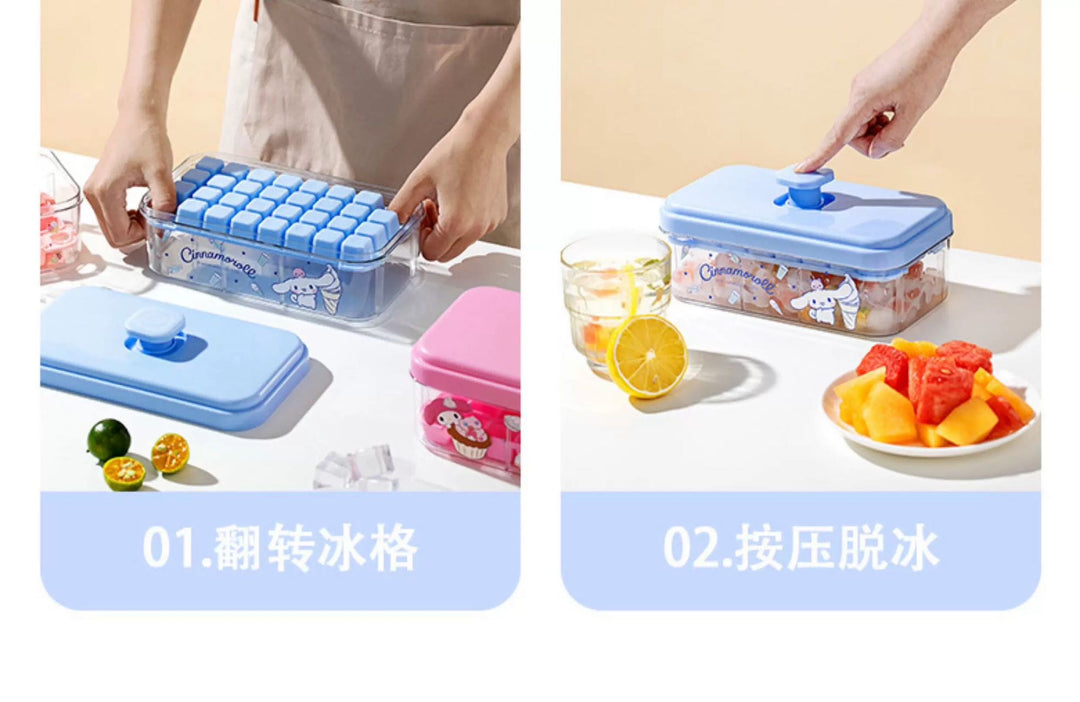 Sanrio Mold Household Food Grade Ice Tray with Lid Storage Box Spoon