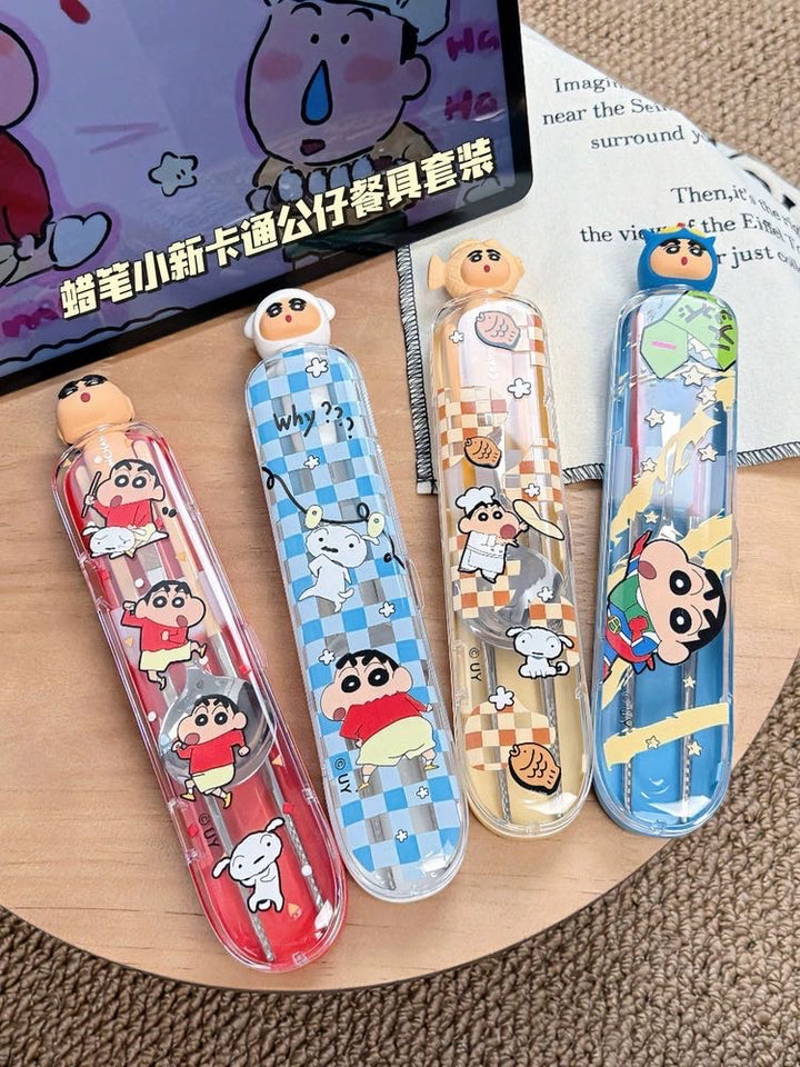 Crayon Shin-chan 304 Stainless Steel Chopsticks Spoon Portable Set