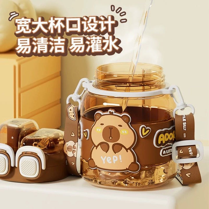 Capybara Maternal & Child Grade TritanKids Adults Large Water Bottle Straw Cup Safety Lock Leak-proof 760ml