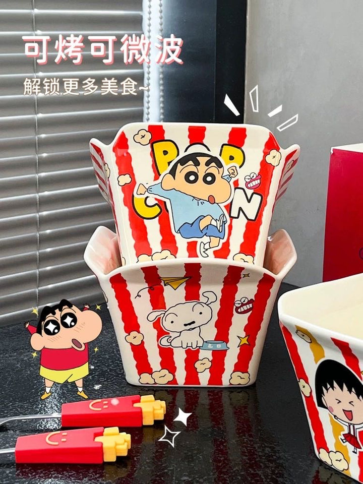 Crayon Shin-chan Popcorn Bucket Bowl Fried Chicken French Fries Bowl Large Capacity Instant Noodle Bowl Snack Bowl Fruit Bowl