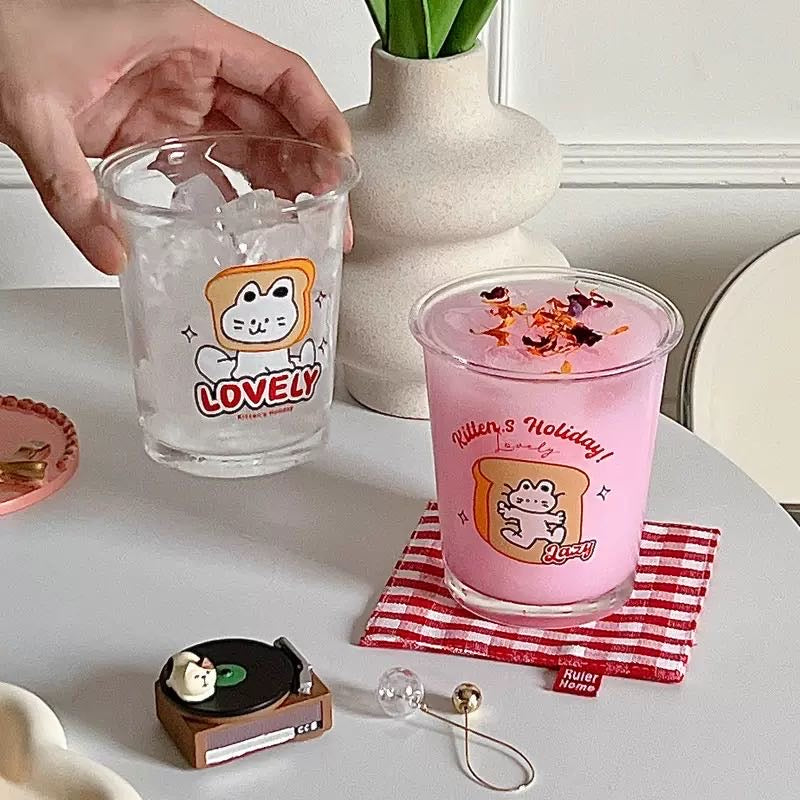 Bread Cat Glass Cup Milk Cup Cold Drink Cup