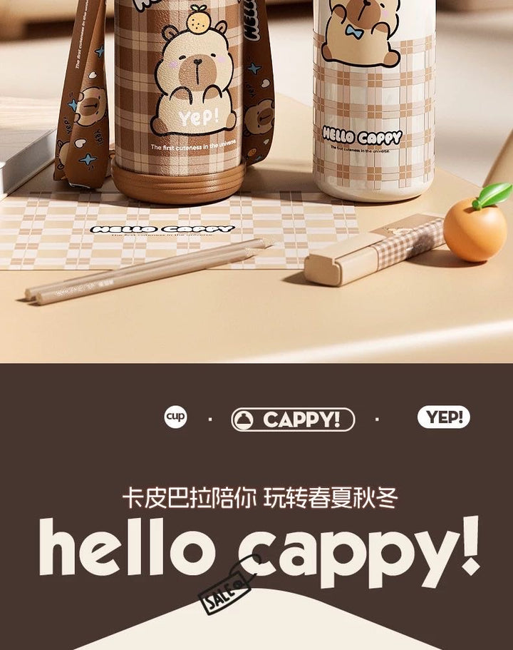 Capybara 316 Stainless Steel Thermos Cup Cup Sleeve Straw Cup Crossbody