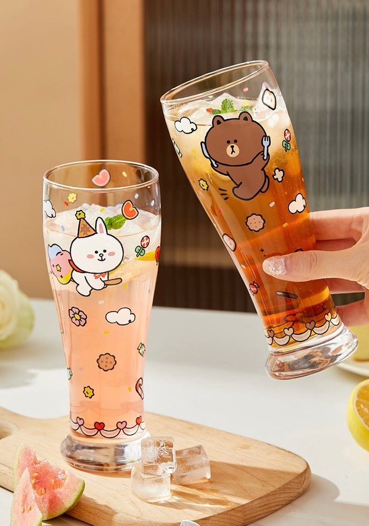 LINE FRIENDS Glass Cup Juice Beer Cup Heat Resistant