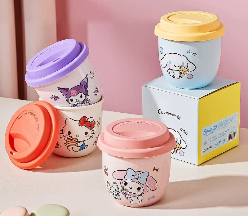 Sanrio Ceramic with Lid Mug Coffee Water Cup Portable Cup