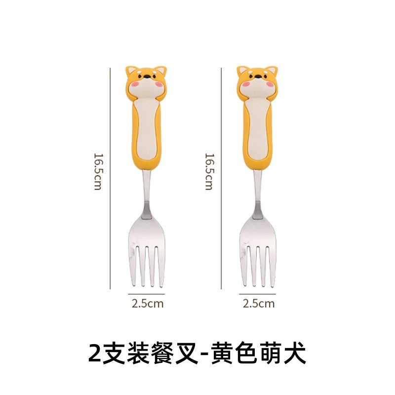 3D3D Husky Stainless Steel Long Handle Spoon +Fork Set