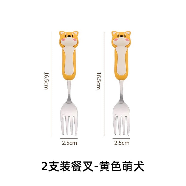 3D3D Husky Stainless Steel Long Handle Spoon +Fork Set
