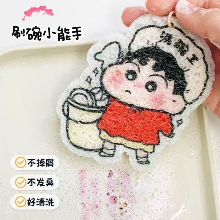 Bowl 1 Set 4 Wood Pulp Sponge Dish Sponge Cup Scouring Pad