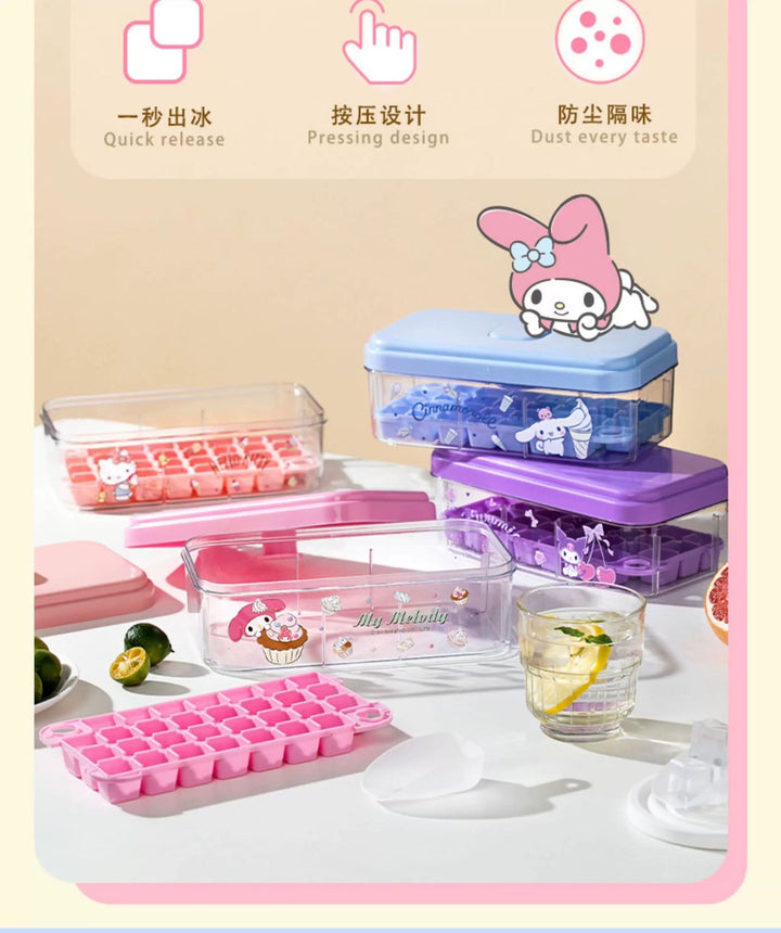 Sanrio Mold Household Food Grade Ice Tray with Lid Storage Box Spoon