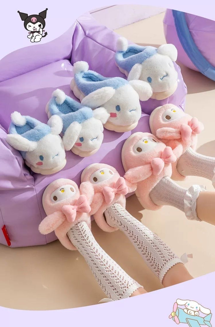 『 Soft & Fluffy Sanrio™️ 』House Slippers | Soft Warm Anti-Slip Indoor & Outdoor Furry Shoes