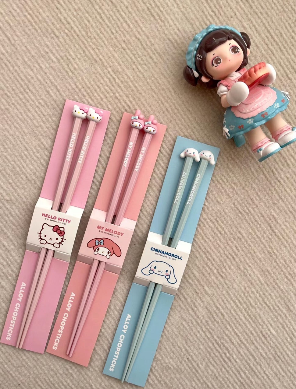 Sanrio Alloy Chopsticks My Melody Cinnamoroll Hello Kitty Anti-mold Anti-slip Chopsticks Individually Packaged