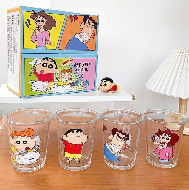 Crayon Shin-chan Glass Cup Heat Resistant Water Cup Set 1 Set 4