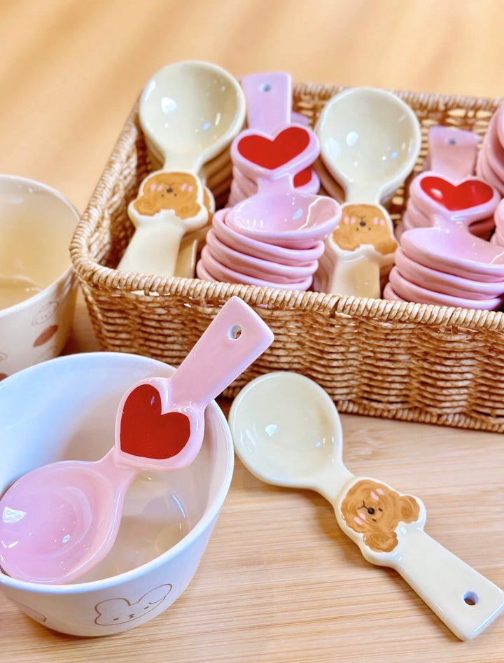 Hand-painted emoBear & Ceramic Soup Spoon