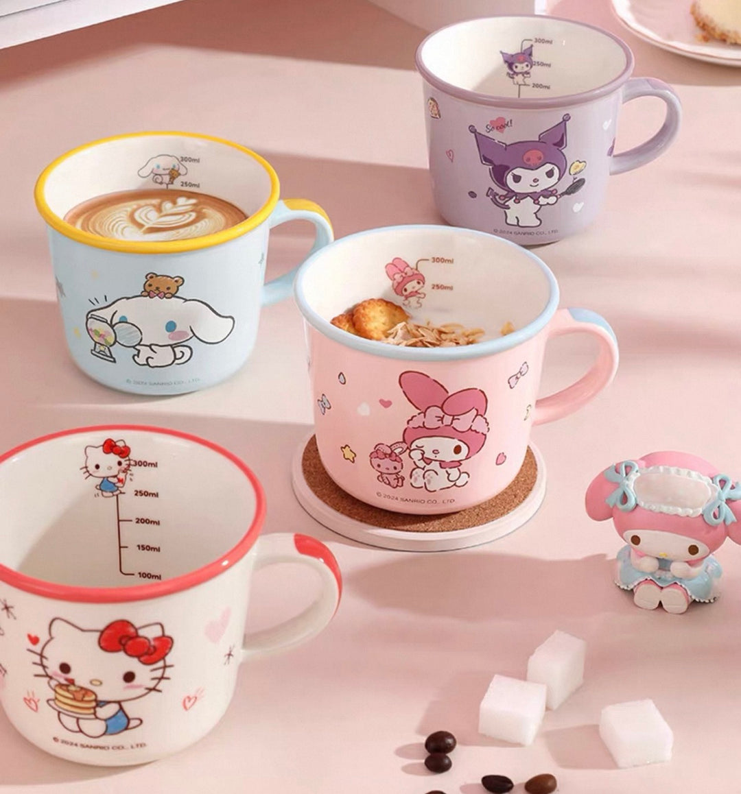 Sanrio Hello Kitty Ceramic Breakfast Cup Water Cup with Scale