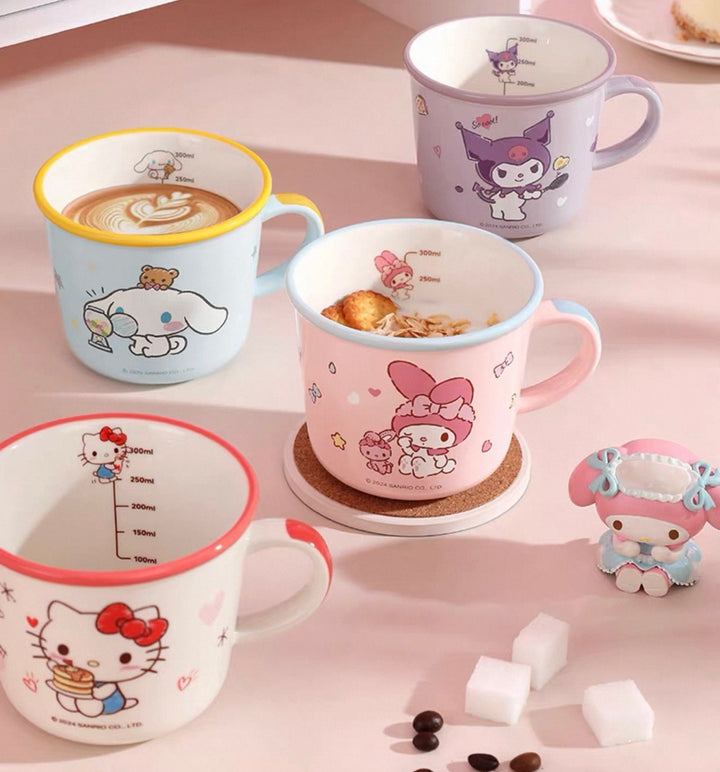 Sanrio Hello Kitty Ceramic Breakfast Cup Water Cup with Scale