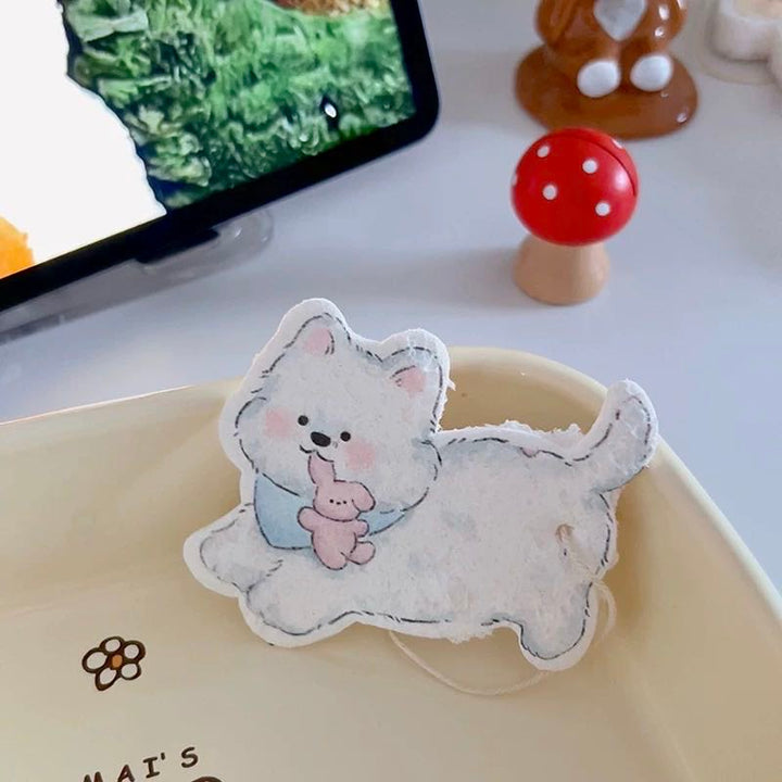 Cute Lanyard Wood Pulp Sponge Dish Sponge Cup Scouring Pad 1 Set Different Styles