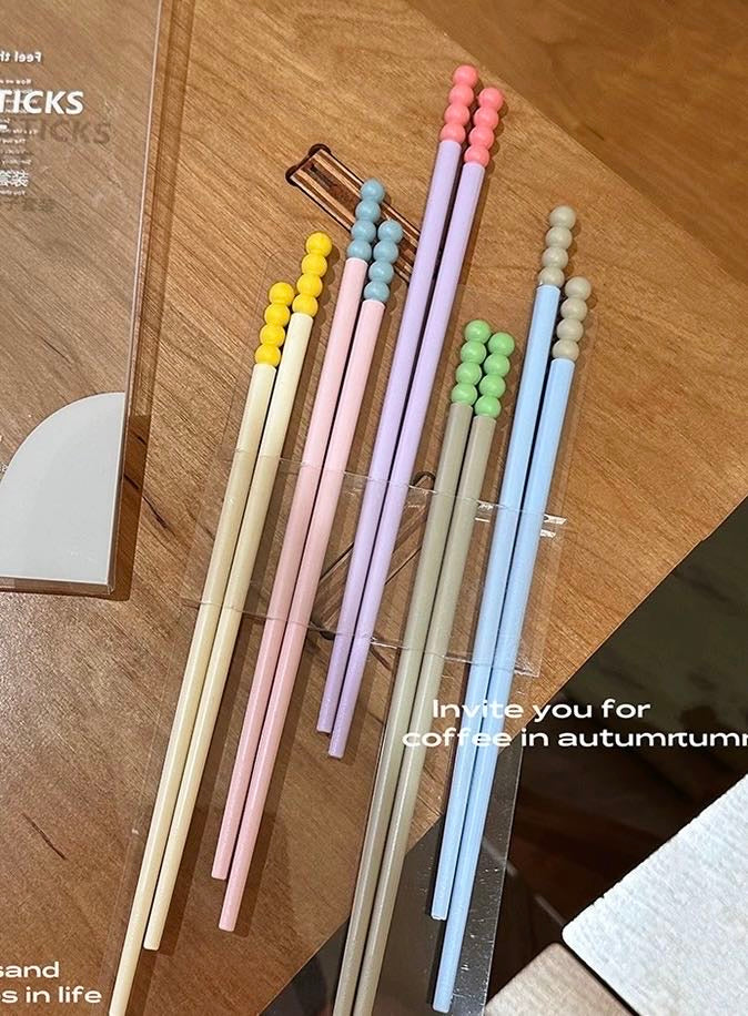 Cute Dopamine Alloy Chopsticks Antibacterial Anti-mold Heat Resistant Anti-slip Household Chopsticks 1 Set 5
