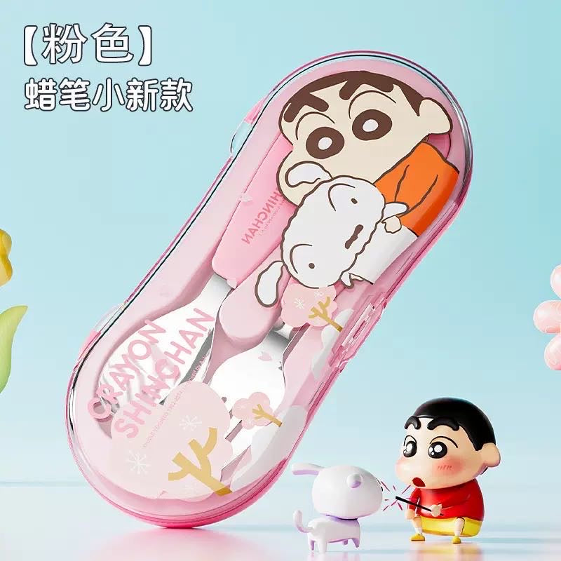 Crayon Shin-chan Portable Spoon & Fork Set (Storage Box ) 304 Stainless Steel Kids Safe