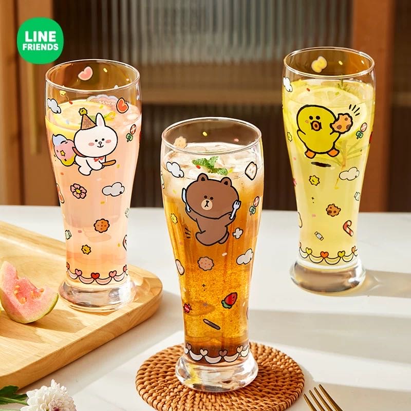 LINE FRIENDS Glass Cup Juice Beer Cup Heat Resistant