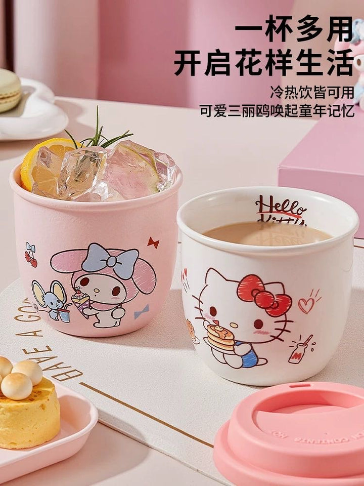 Sanrio Ceramic with Lid Mug Coffee Water Cup Portable Cup