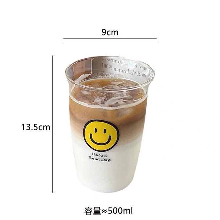 Sunflower Series Glass Water Cup High Borosilicate Heat Resistant Coffee Juice Cup 500ml
