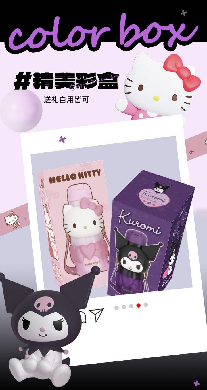 Sanrio Series 316 Stainless Steel Straw Thermos Cup Keep Warm Keep Cold Crossbody Printed + 3D Cup Sleeve