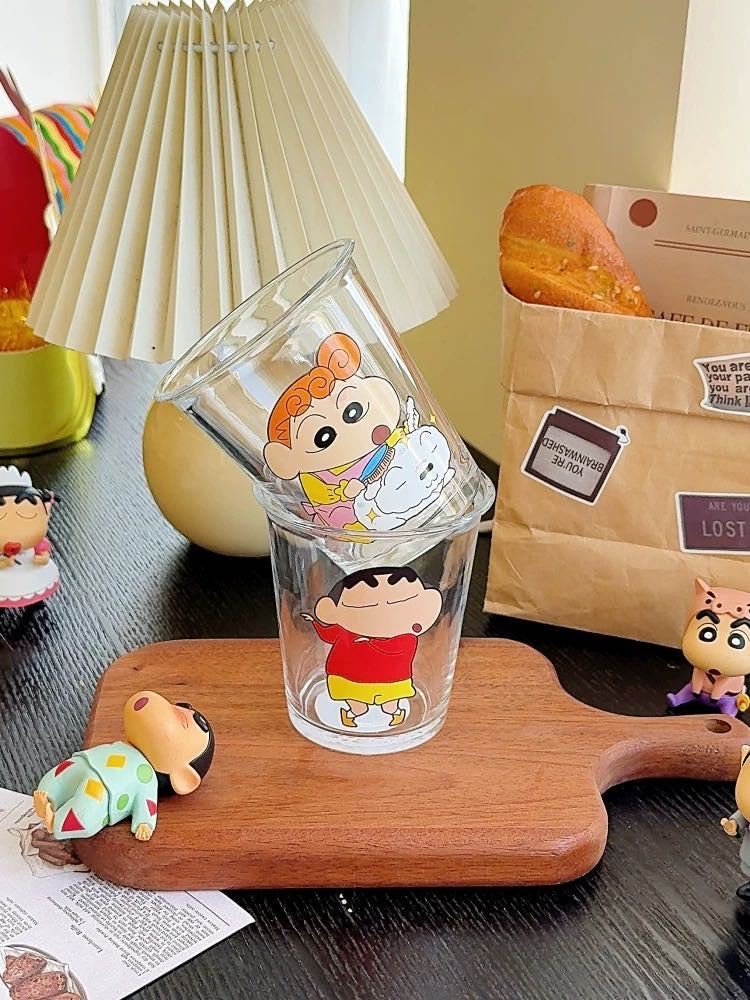Crayon Shin-chan Glass Cup Heat Resistant Water Cup Set 1 Set 4