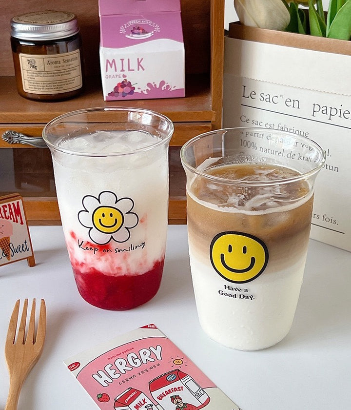 Sunflower Series Glass Water Cup High Borosilicate Heat Resistant Coffee Juice Cup 500ml