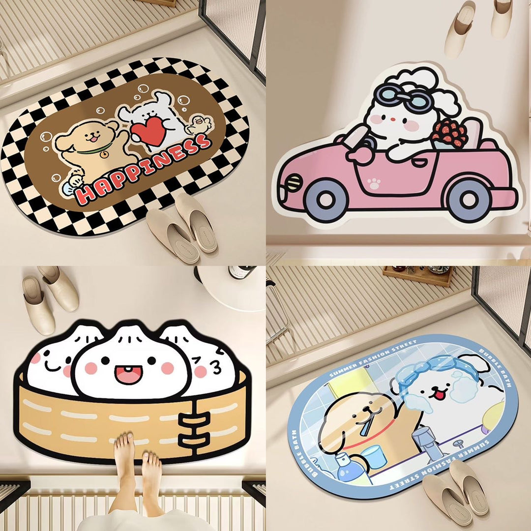 Quick-Dry Diatomite Bath Mat 🛁 | Super Absorbent, Non-Slip & Soft Comfort | Multiple Cute Designs