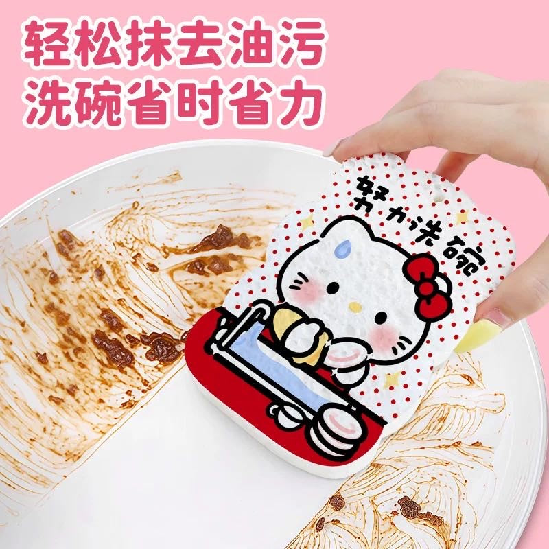 Hello Kitty Series 1 Set 4 Wood Pulp Sponge Dish Sponge Cup Scouring Pad